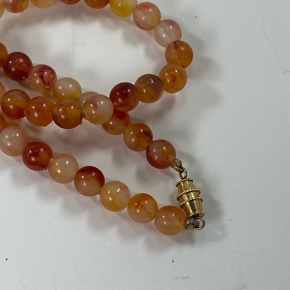 Necklace - Orange Long Single Strand of Beads - Picture 6 of 6